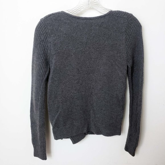 Ann Taylor LOFT Women's XSP Charcoal Knit Full Zip Top Shirt Sweater - Picture 6 of 11